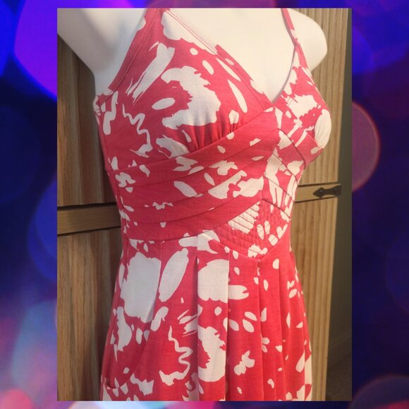 American Eagle Hot Pink/White Floral Sundress XS Adjustable Straps Smocked Back - Picture 2 of 9